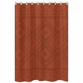 Boho Tribal Orange and Black Collection Shower Curtain