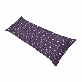 Boho Tribal Plum Purple and White Full Length Body Pillow Cover
