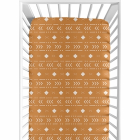 Boho Tribal Pumpkin and White Crib Sheet