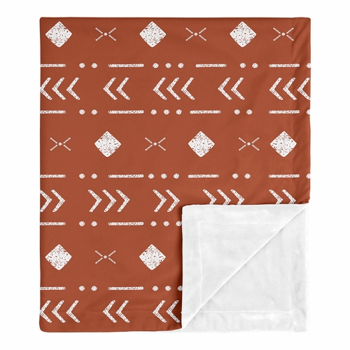 Boho Tribal Rust and White Baby Blanket