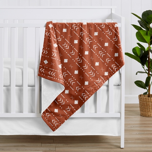 Boho Tribal Rust and White Baby Blanket - alt image 1
