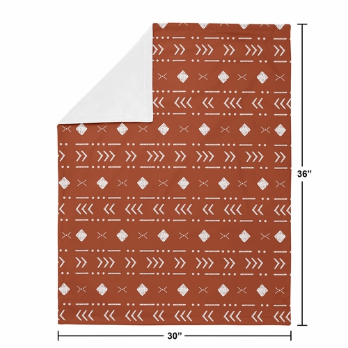 Boho Tribal Rust and White Baby Blanket - alt image 3