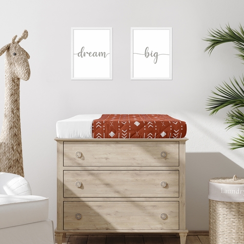 Boho Tribal Rust and White Changing Pad Cover - alt image 1