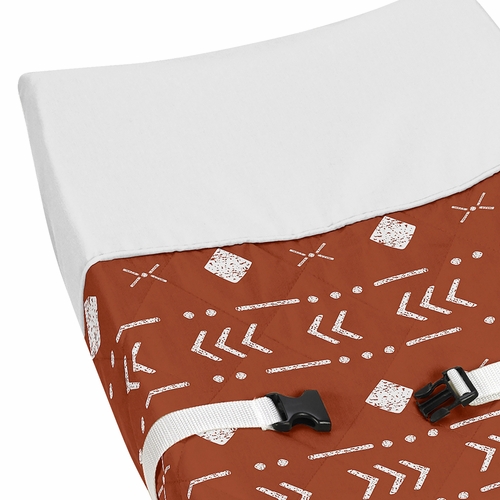 Boho Tribal Rust and White Changing Pad Cover - alt image 3