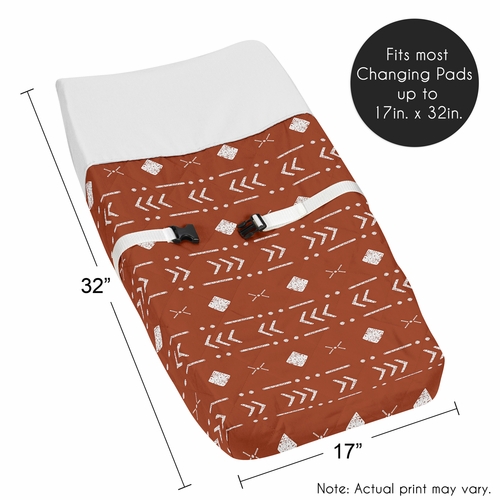 Boho Tribal Rust and White Changing Pad Cover - alt image 4