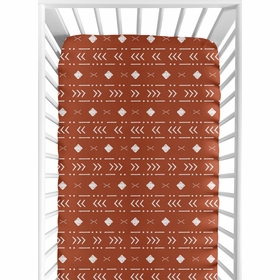 Boho Tribal Rust and White Crib Sheet