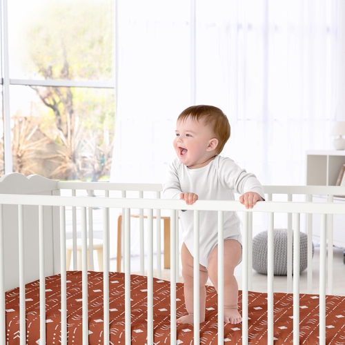 Boho Tribal Rust and White Crib Sheet - alt image 1