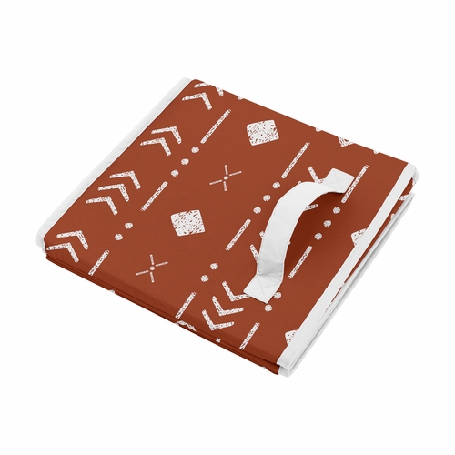 Boho Tribal Rust and White Foldable Fabric Storage Bins - alt image 3