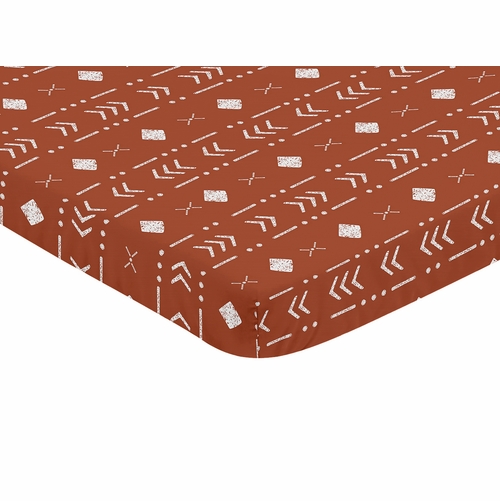 Boho Tribal Rust and White Mini Crib Sheet - alt image 1