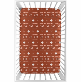 Boho Tribal Rust and White Mini Crib Sheet