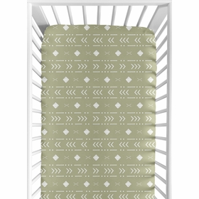 Boho Tribal Sage and White Crib Sheet