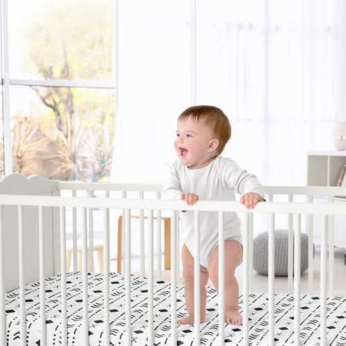 Boho Tribal White and Black Crib Sheet - alt image 1