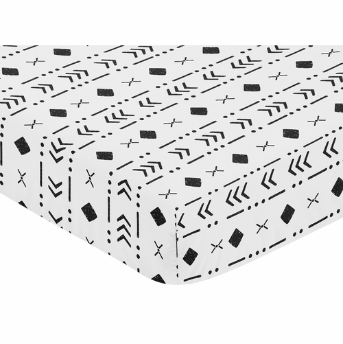 Boho Tribal White and Black Crib Sheet - alt image 2