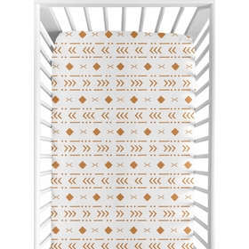 Boho Tribal White and Pumpkin Crib Sheet