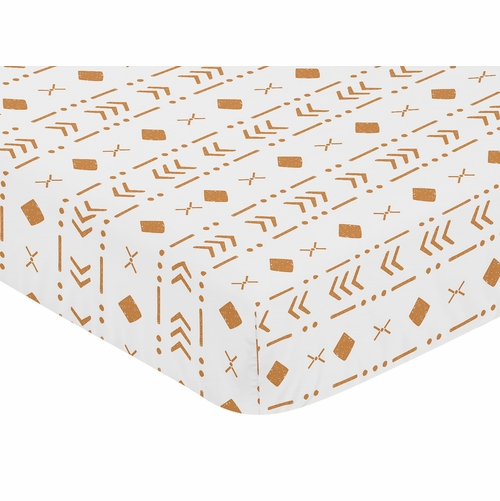 Boho Tribal White and Pumpkin Crib Sheet - alt image 2