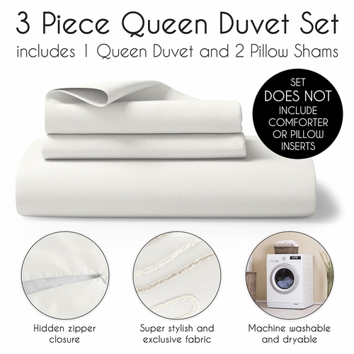 Boho Tufted Swirl Collection Queen Duvet Cover Bedding Set - alt image 2