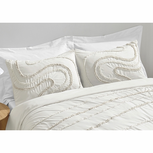 Boho Tufted Swirl Collection Queen Duvet Cover Bedding Set - alt image 4