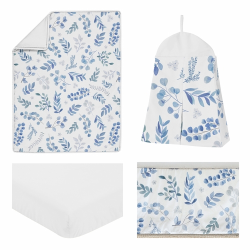 Botanical Blue Collection 4 Piece Crib Bedding - alt image 1