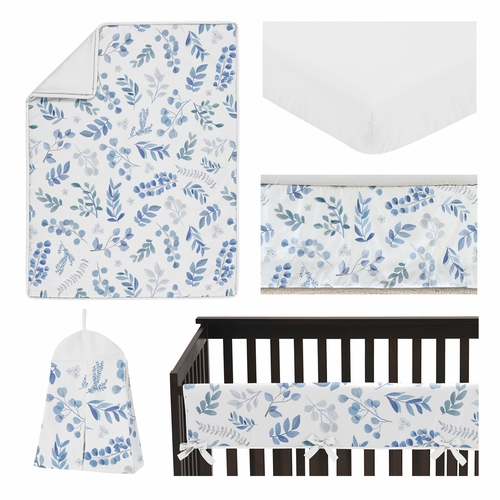 Botanical Blue Collection 5 Piece Crib Bedding - alt image 1