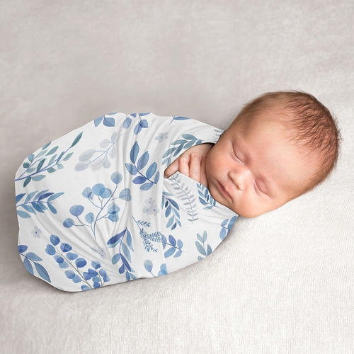 Botanical Blue Collection Baby Swaddle Blanket