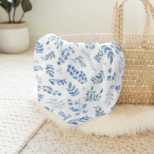 Botanical Blue Collection Baby Swaddle Blanket - alt image 3