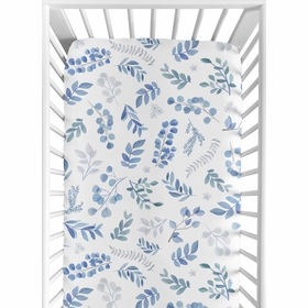 Botanical Blue Collection Crib Sheet