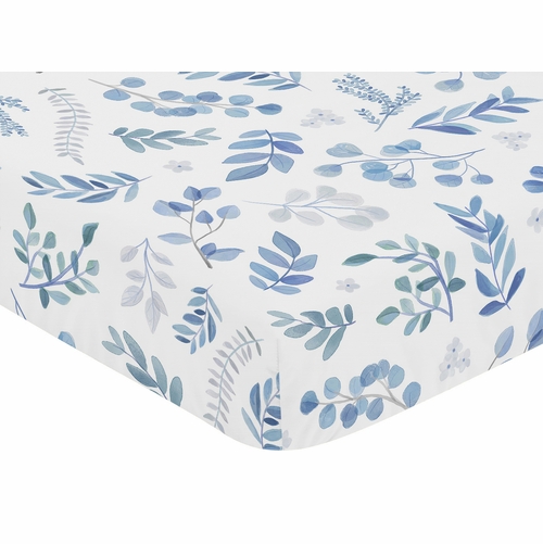 Botanical Blue Collection Crib Sheet - alt image 2