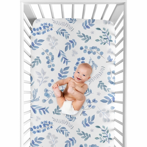Botanical Blue Collection Crib Sheet - alt image 3