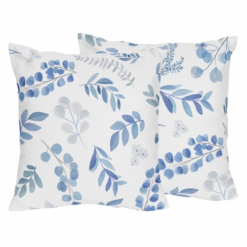 Botanical Blue Collection Decorative Accent Throw Pillows - Set of 2