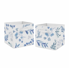 Botanical Blue Collection Foldable Fabric Storage Bins