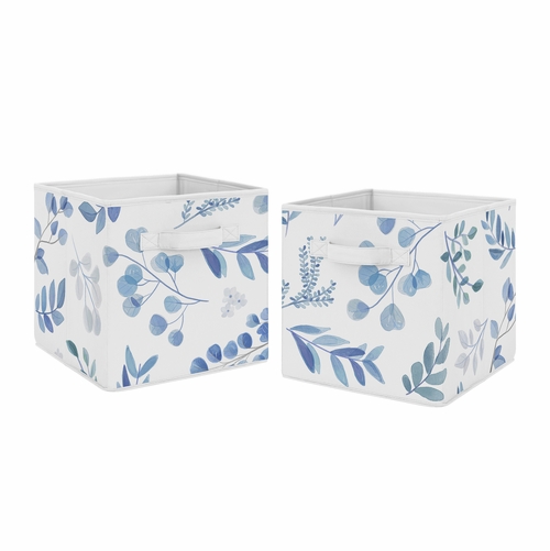 Botanical Blue Collection Foldable Fabric Storage Bins