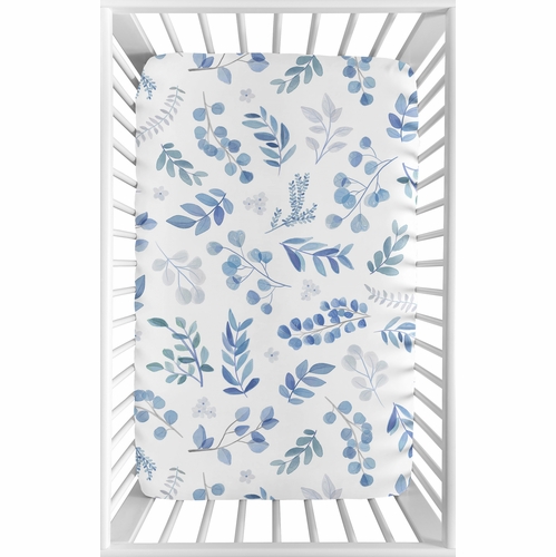 Botanical Blue Collection Mini Crib Sheet