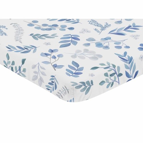 Botanical Blue Collection Mini Crib Sheet - alt image 1