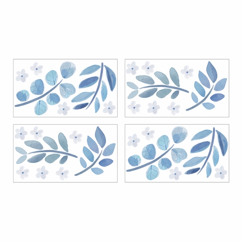 Botanical Blue Collection Peel and Stick Wall Decal Stickers - Set of 4 Sheets - alt image 1