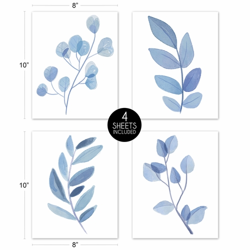 Botanical Blue Collection Wall Art Prints - Set of 4 - Single Flower - alt image 4