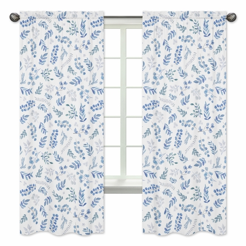 Botanical Blue Collection Window Panels - Set of 2