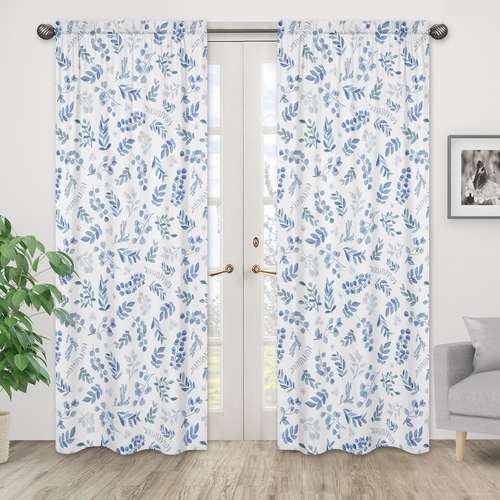 Botanical Blue Collection Window Panels - Set of 2 - alt image 1