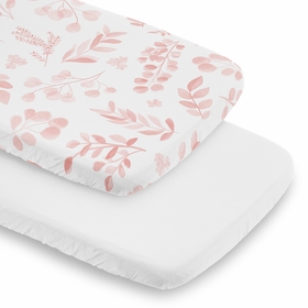 Botanical Blush Pink Collection 2 Pack Baby Bassinet Fitted Sheets