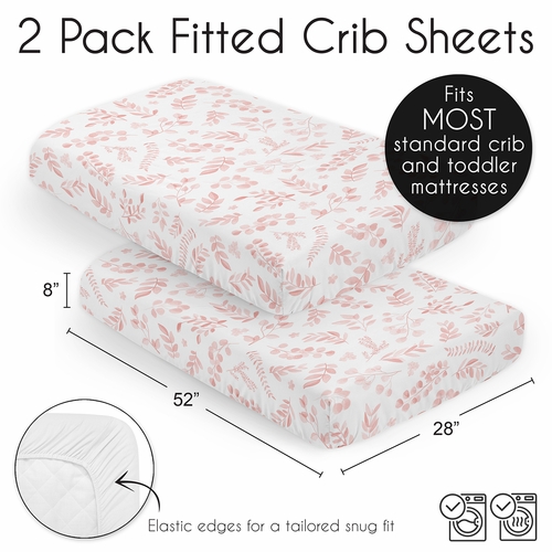 Botanical Blush Pink Collection 2 Pack Crib Sheets - alt image 5