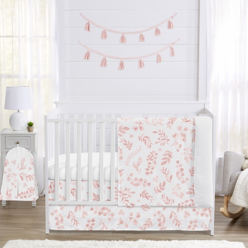 Botanical Blush Pink Collection 4 Piece Crib Bedding