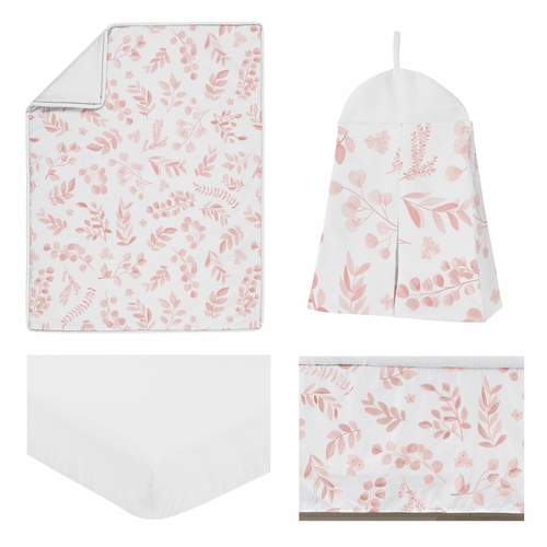 Botanical Blush Pink Collection 4 Piece Crib Bedding - alt image 1