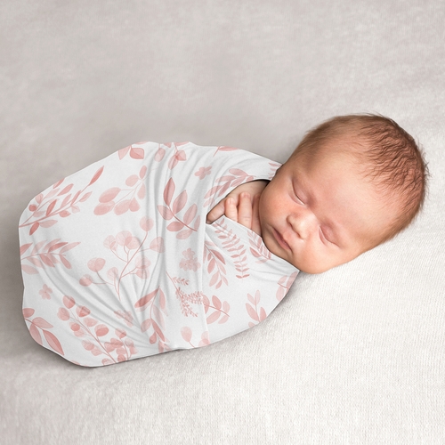 Botanical Blush Pink Collection Baby Swaddle Blanket