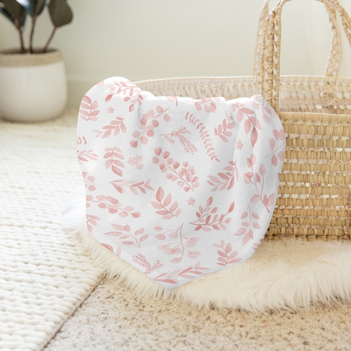 Botanical Blush Pink Collection Baby Swaddle Blanket - alt image 3