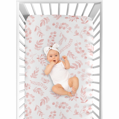 Botanical Blush Pink Collection Crib Sheet - alt image 3