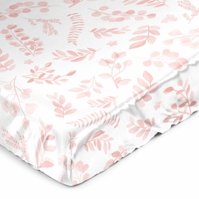 Botanical Blush Pink Collection Satin Fitted Crib Sheet
