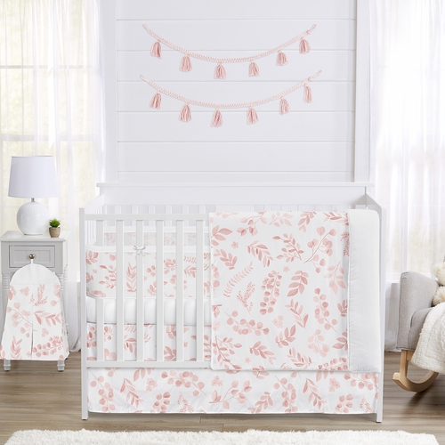 Botanical Blush Pink Collection Sweet Jojo Designs 6 Piece Crib Bedding + BreathableBaby Breathable Mesh Liner