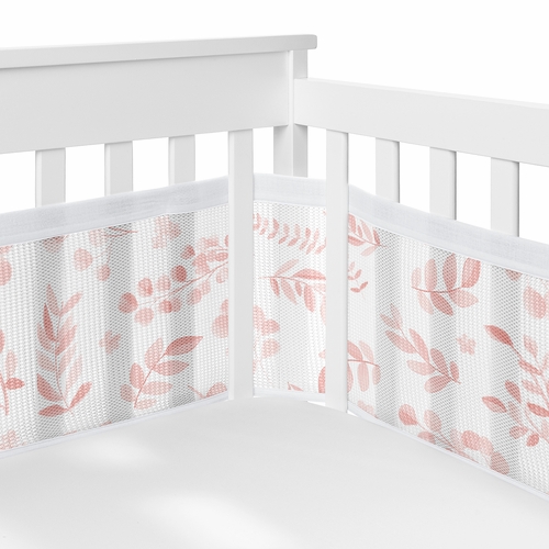 Botanical Blush Pink Collection Sweet Jojo Designs 6 Piece Crib Bedding + BreathableBaby Breathable Mesh Liner - alt image 2