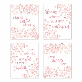 Botanical Blush Pink Collection Wall Art Prints - Set of 4
