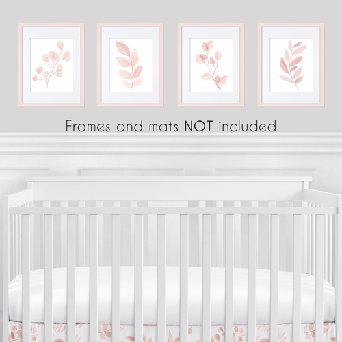 Botanical Blush Pink Collection Wall Art Prints - Set of 4 - Single Flower - alt image 1
