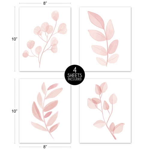 Botanical Blush Pink Collection Wall Art Prints - Set of 4 - Single Flower - alt image 4